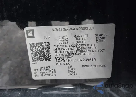 2018 Cadillac Escalade Esv Luxury из США, поврежденный, VIN 1GYS4HKJ5JR239519